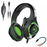 Cosmic Byte GS420 Headphones with Mic, RGB LED Lights and Audio Splitter for PS4, (Black/Green)
